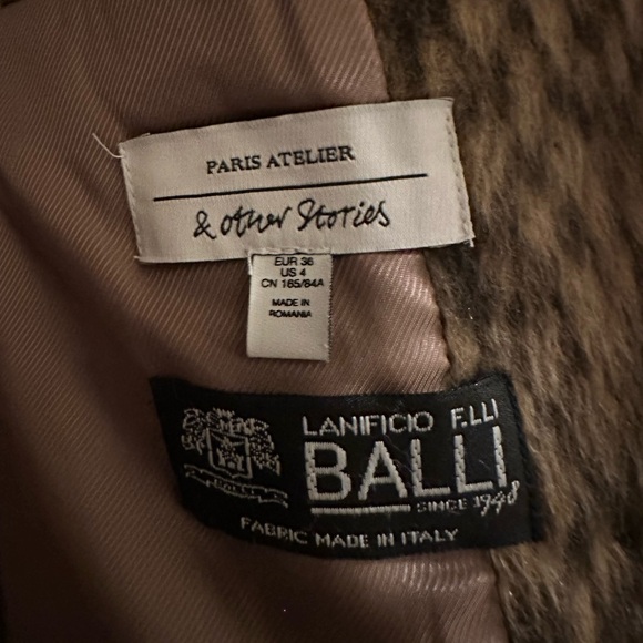 & Other Stories Tailored Wool-Blend Animal Print Coat Women’s Size 4 - Picture 4 of 4